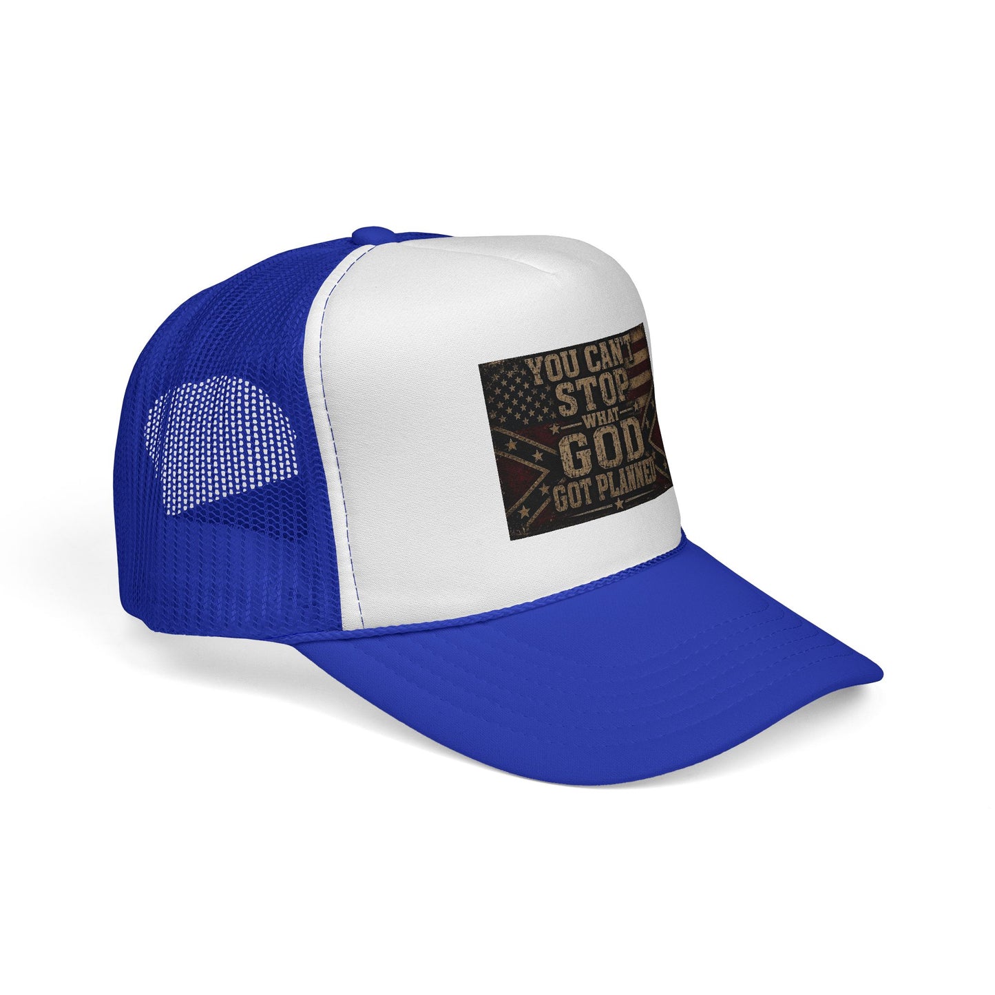 Trucker Hat - "You Can't Stop What God Got Planned" Patriotic Faith Cap