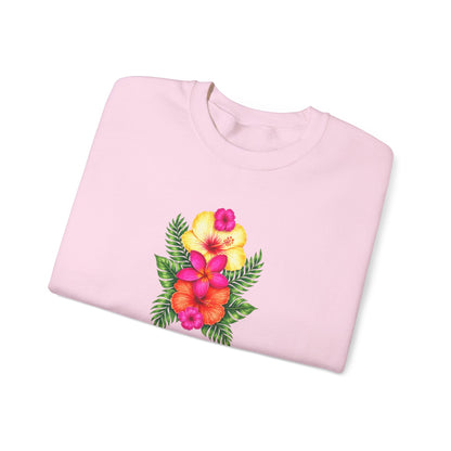 Floral Jesus Crewneck Sweatshirt — Tropical Hibiscus Faith Design