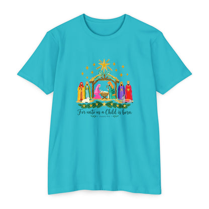 Nativity Scene T-Shirt — "For unto us a Child is born" Christmas Tee