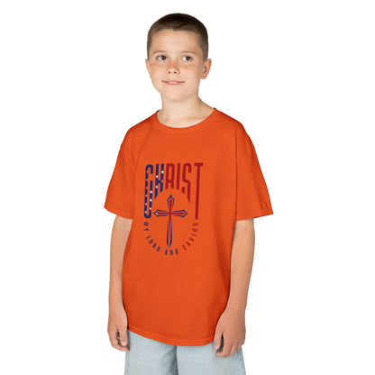 Kids Christian T-Shirt — "Christ Lives Our Hope" Patriotic Cross Tee