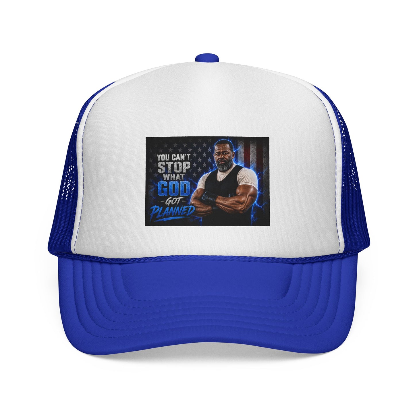 Trucker Cap — "You Can't Stop What God Got Planned" Faith Mesh Hat