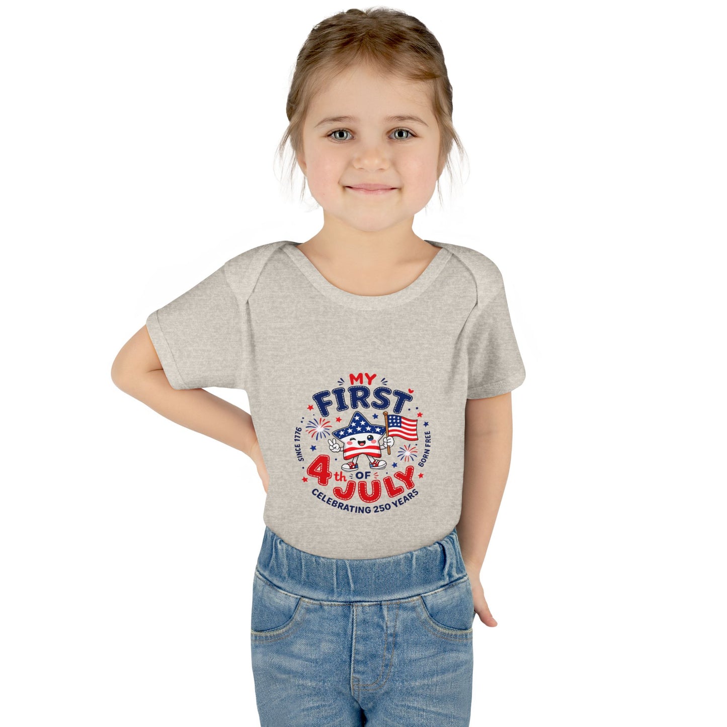 Baby Bodysuit – "My First 4th of July" Patriotic Infant Onesie
