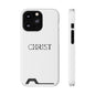 Christian Phone Card Case — Minimal 'CHRIST' Text Wallet Phone Case