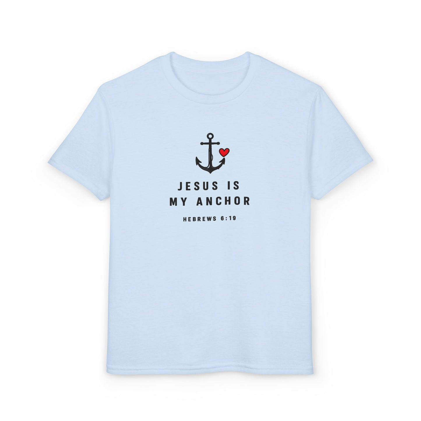 Youth T-Shirt — "Jesus Is My Anchor" Christian Kids Tee (Hebrews 6:19)