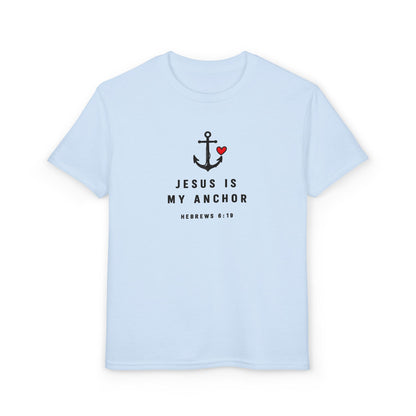 Youth T-Shirt — "Jesus Is My Anchor" Christian Kids Tee (Hebrews 6:19)