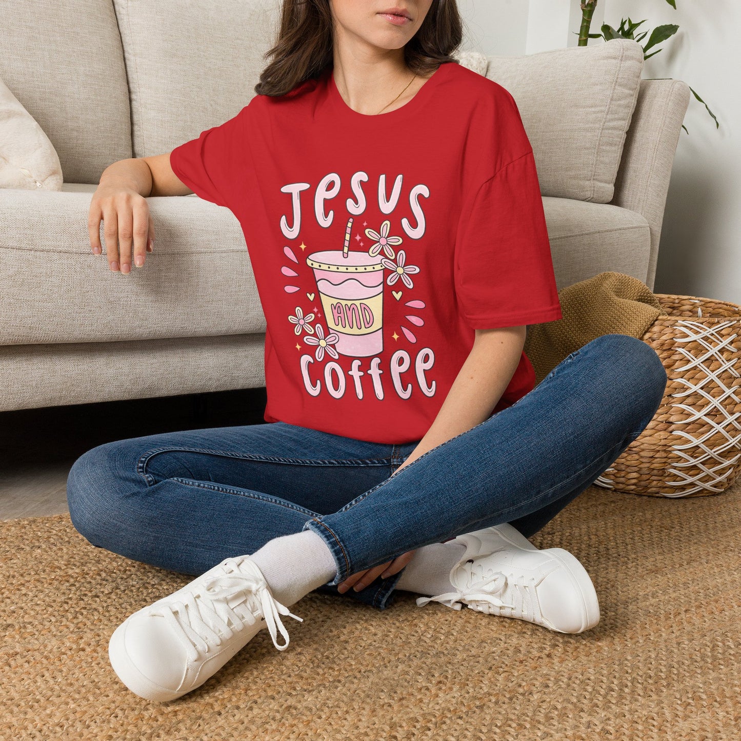 Jesus & Coffee T-Shirt — Cute Pastel Faith Graphic Tee