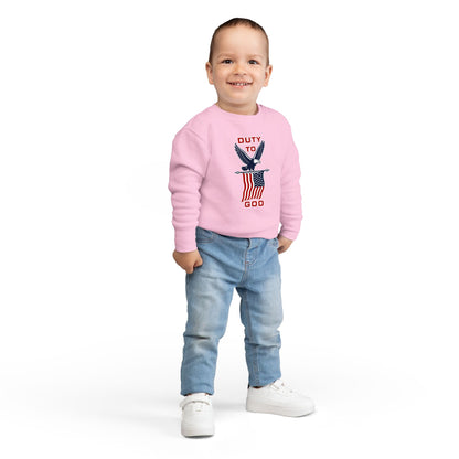 Toddler Sweatshirt - 'Duty to God' Patriotic Eagle & Flag