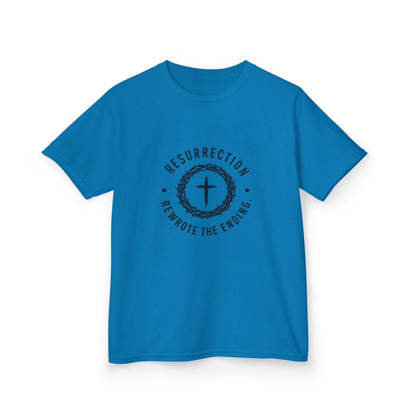 UNISEX KIDS Tee — 'Resurrection: He Wrote the Ending' Cross Graphic