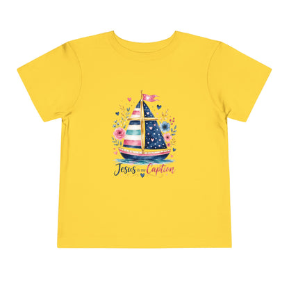 Toddler Tee - 'Jesus is my Captain' Nautical Sailboat Christian Shirt