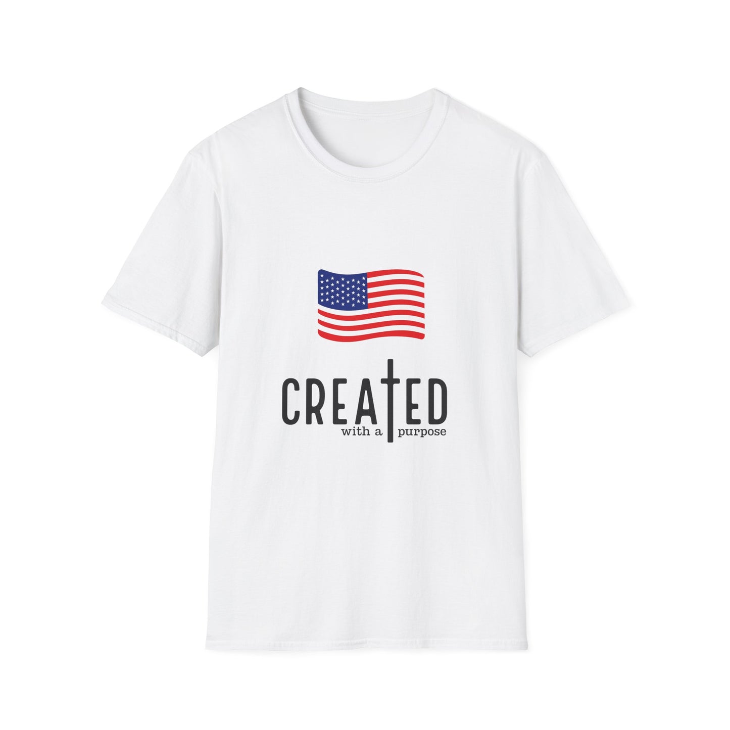 USA Flag T-Shirt — "Created with a Purpose" Patriotic American Tee