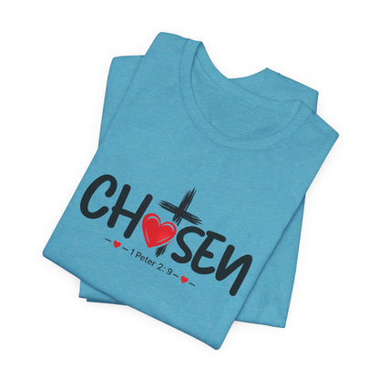 Chosen Cross Heart T-Shirt — Christian Faith Tee (1 Peter 2)