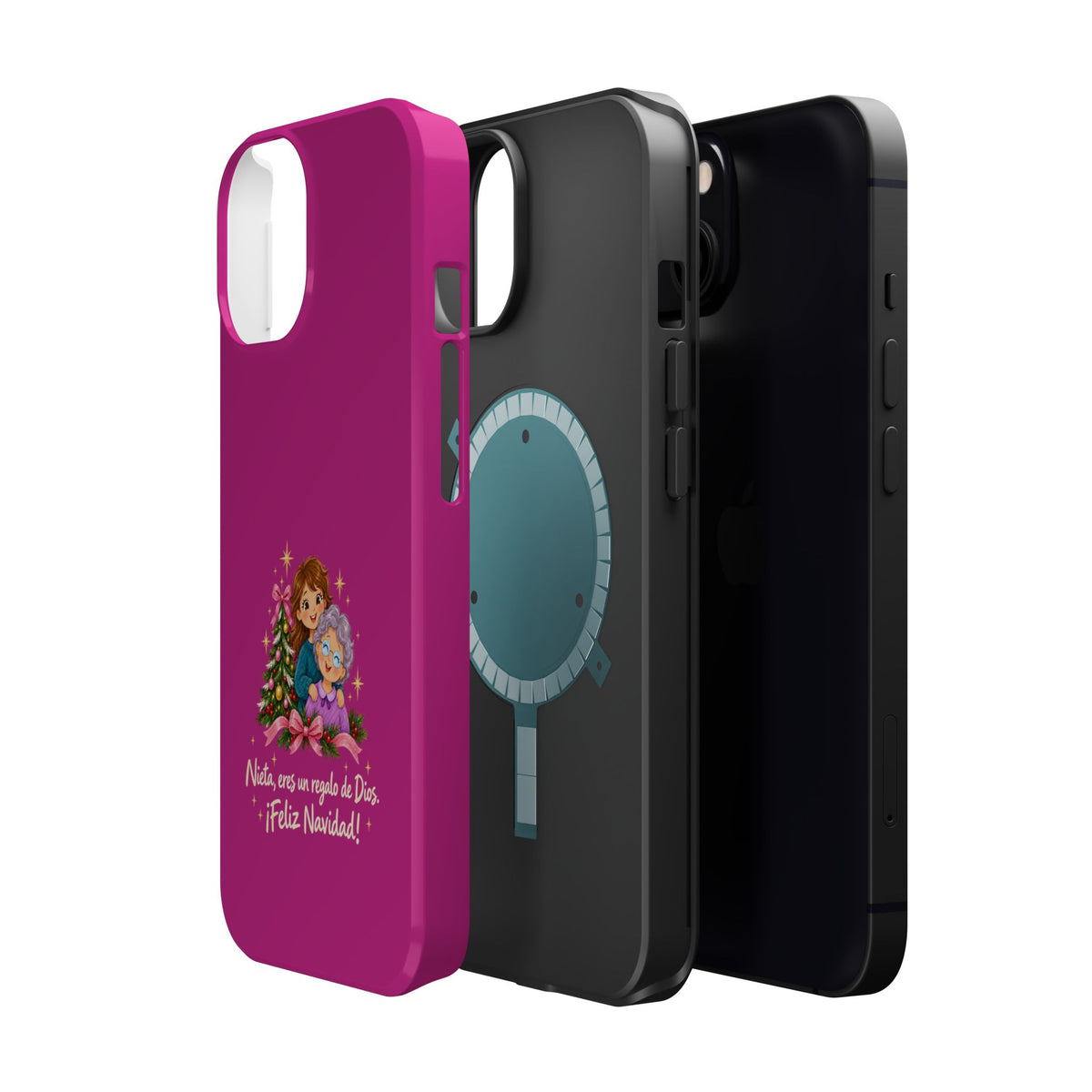 Magenta Christmas Grandma Phone Case — "Abuela, eres un regalo de Dios. ¡Feliz Navidad!" Magnetic Impact-Resistant