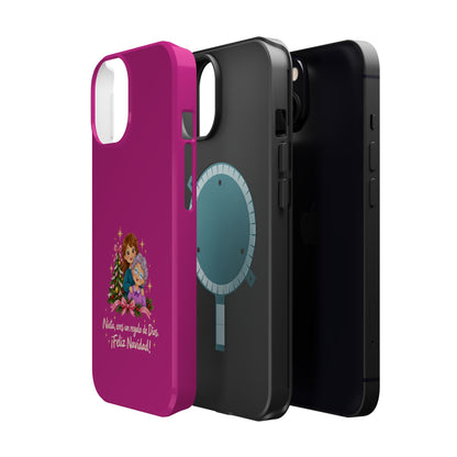Magenta Christmas Grandma Phone Case — "Abuela, eres un regalo de Dios. ¡Feliz Navidad!" Magnetic Impact-Resistant