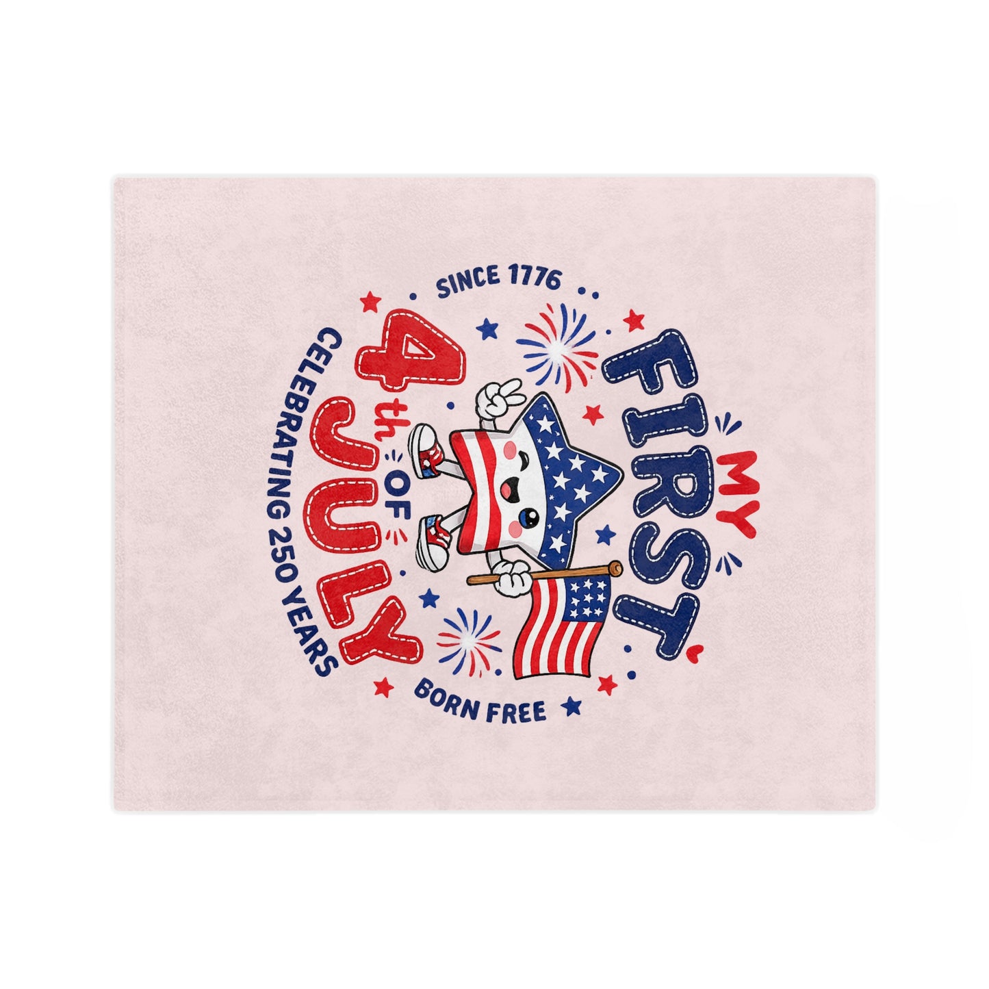 My First 4th of July Baby Blanket — Velveteen Microfiber Patriotic Infant Throw