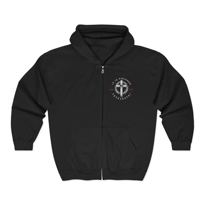It Is Finished Cross Zip Hoodie — Christian Faith Full-Zip Sweatshirt
