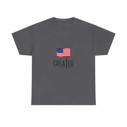 Created American Flag T‑Shirt — 'Created' Patriotic Graphic Tee