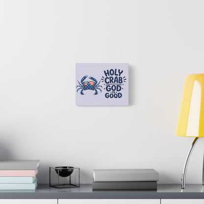 Patriotic Crab Canvas — "Holy Crab God Is Good" Wall Art