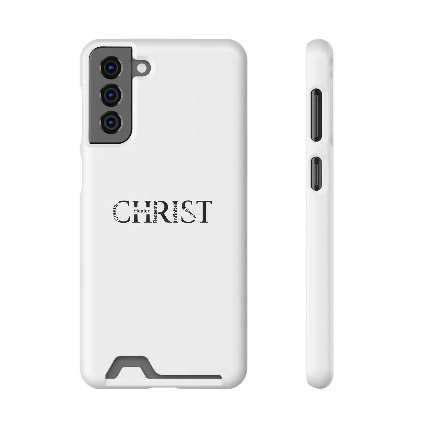 Christian Phone Card Case — Minimal 'CHRIST' Text Wallet Phone Case