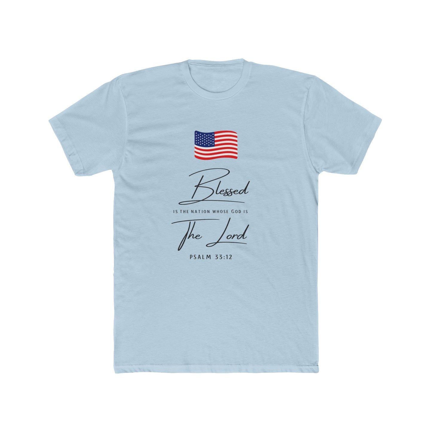 Blessed by the Lord American Flag T-Shirt — Psalm 55:12 Patriotic Christian Tee