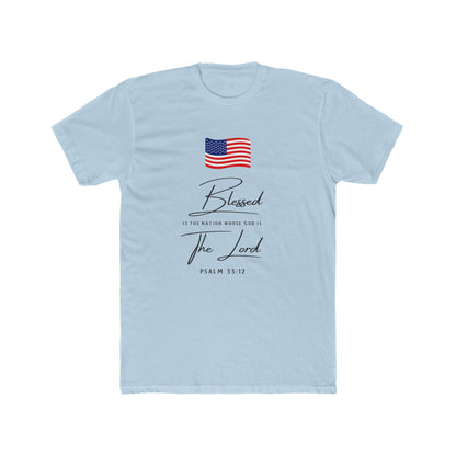 Blessed by the Lord American Flag T-Shirt — Psalm 55:12 Patriotic Christian Tee