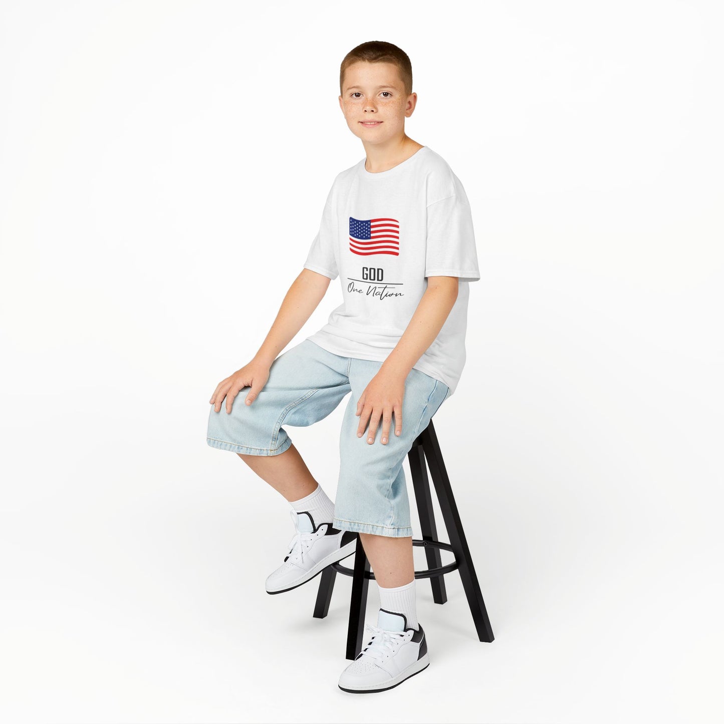 UNISEX Kids Tee — American Flag 'God One Nation' Patriotic T‑Shirt