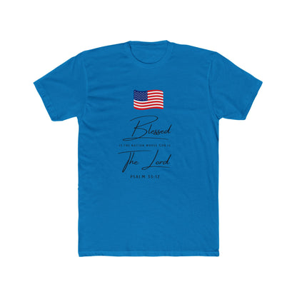 Blessed by the Lord American Flag T-Shirt — Psalm 55:12 Patriotic Christian Tee