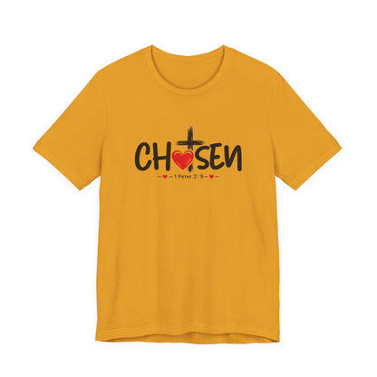 Chosen Cross Heart T-Shirt — Christian Faith Tee (1 Peter 2)