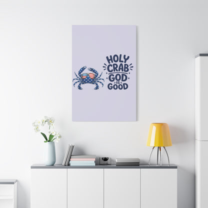 Patriotic Crab Canvas — "Holy Crab God Is Good" Wall Art