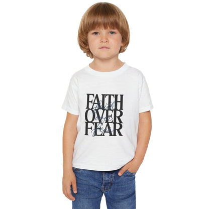 Toddler T‑Shirt — "Faith Over Fear" Scripture Graphic, Christian Kids Tee