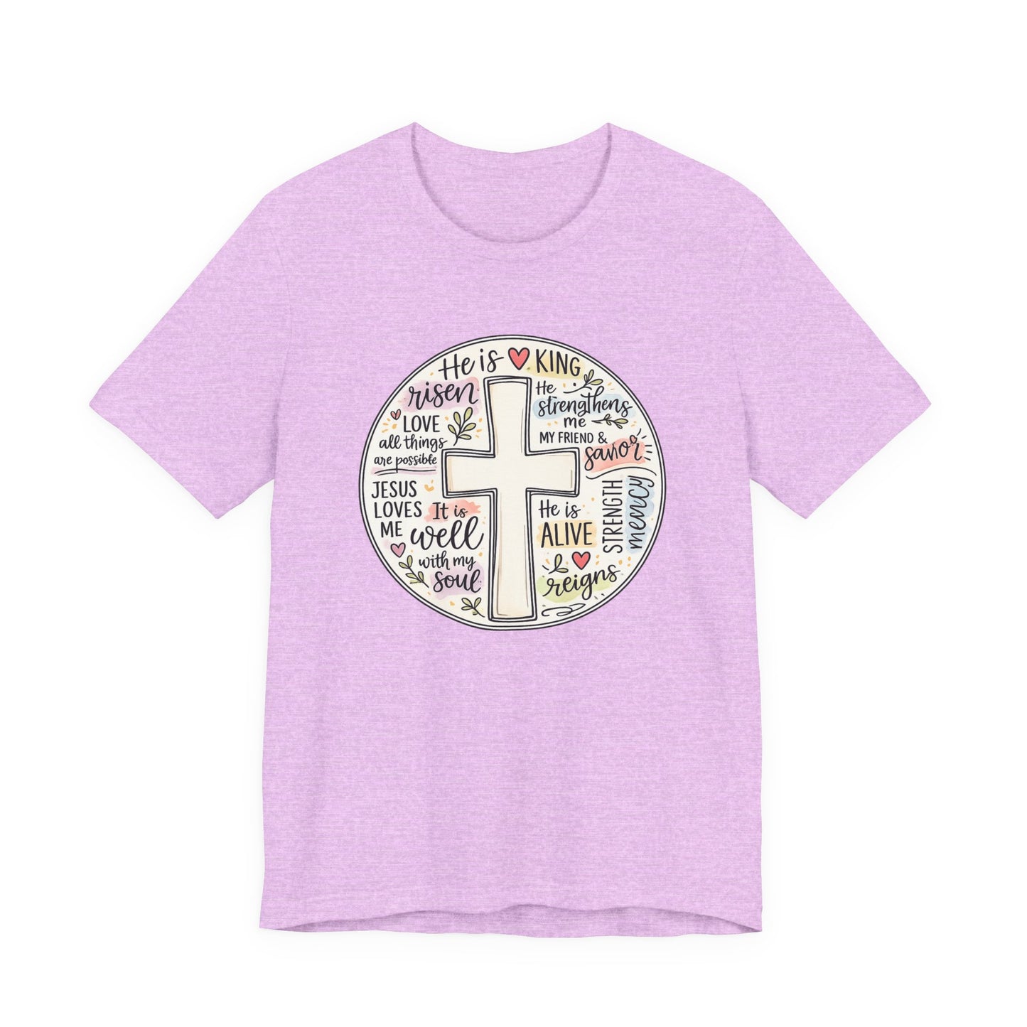 Christian Cross Faith T-Shirt — He Is Risen Inspirational Graphic Tee