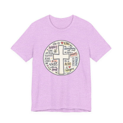 Christian Cross Faith T-Shirt — He Is Risen Inspirational Graphic Tee