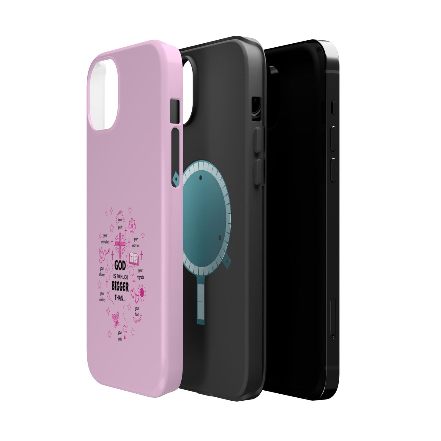 Pink Faith Phone Case — "God Is So Much Bigger Than..." Magnetic Impact-Resistant Case