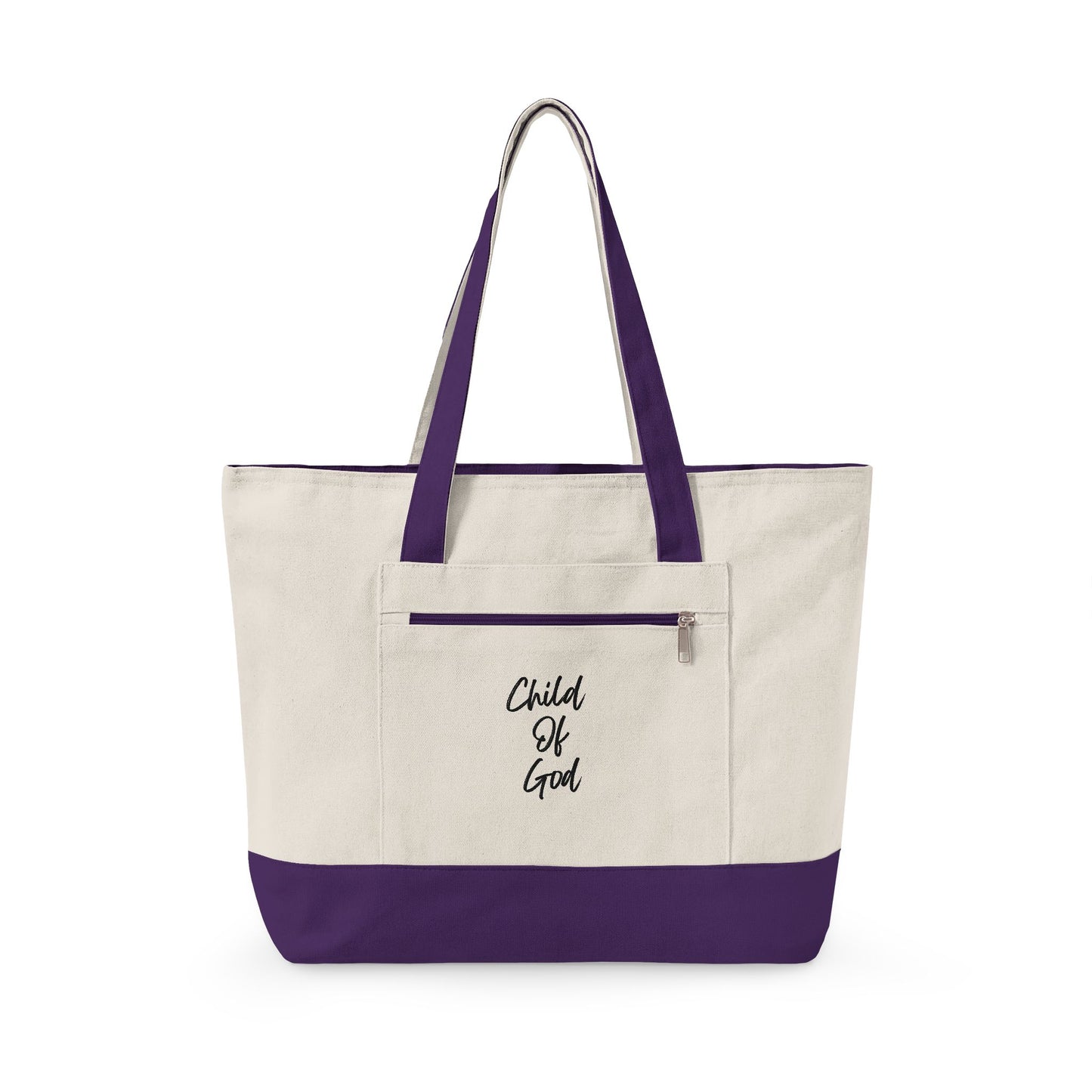 Canvas Tote Bag — "Child of God" & Watercolor Flag Zippered Tote