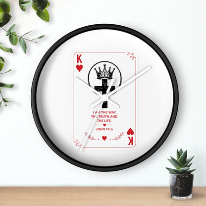 King of Hearts Christian Wall Clock — John 14:6 Playing Card Design