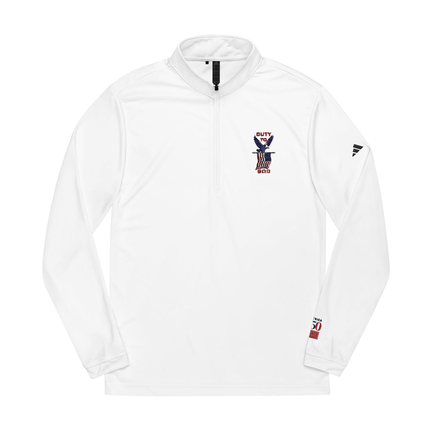 Adidas Quarter-Zip Pullover — "250 America Duty to God" Embroidered