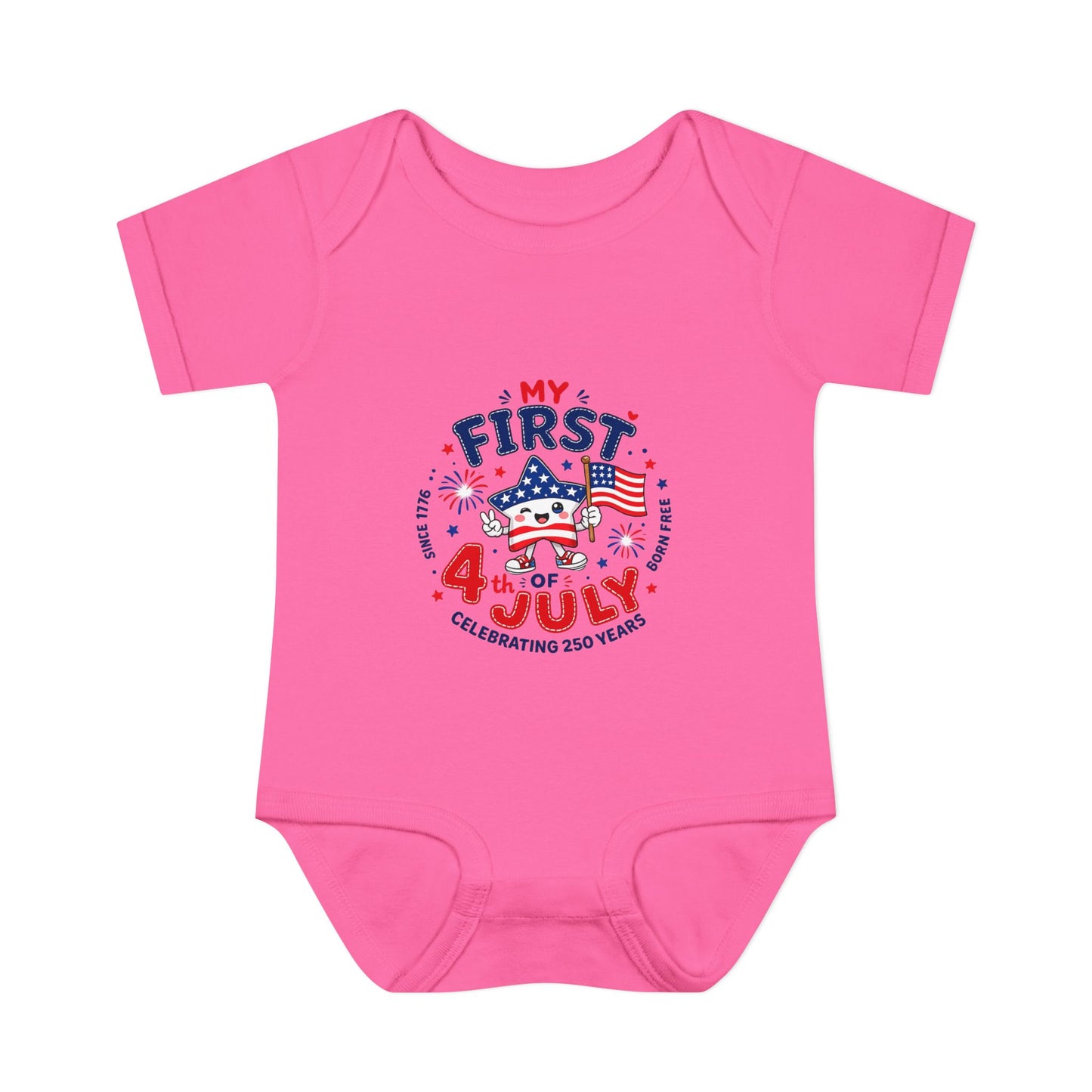 Baby Bodysuit – "My First 4th of July" Patriotic Infant Onesie