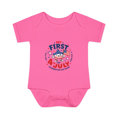 Baby Bodysuit – "My First 4th of July" Patriotic Infant Onesie