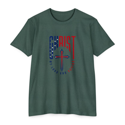 UNISEX Christ Cross T‑Shirt — My Lord and Savior Patriotic Christian Tee