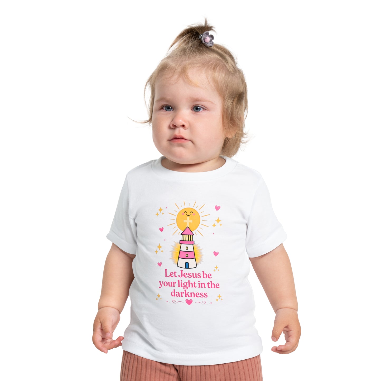 Baby T-Shirt - "Let Jesus Be Your Light in the Darkness" Cute Lighthouse Christian Tee for Infants