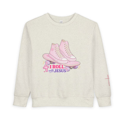 Toddler Sweatshirt — "I Roll With Jesus" Christian Toddler Tee
