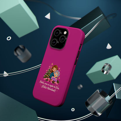 Magenta Christmas Grandma Phone Case — "Abuela, eres un regalo de Dios. ¡Feliz Navidad!" Magnetic Impact-Resistant