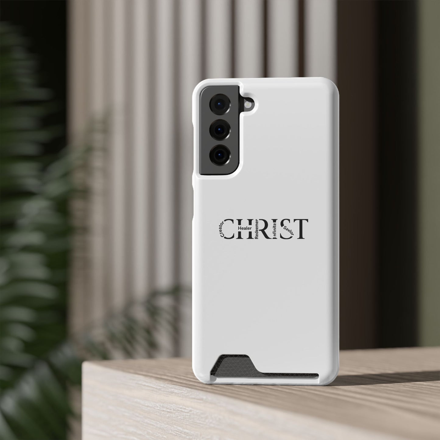 Christian Phone Card Case — Minimal 'CHRIST' Text Wallet Phone Case