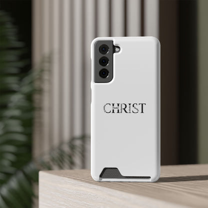 Christian Phone Card Case — Minimal 'CHRIST' Text Wallet Phone Case