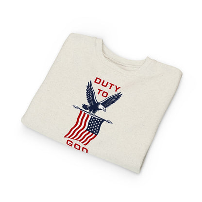 Toddler Sweatshirt - 'Duty to God' Patriotic Eagle & Flag
