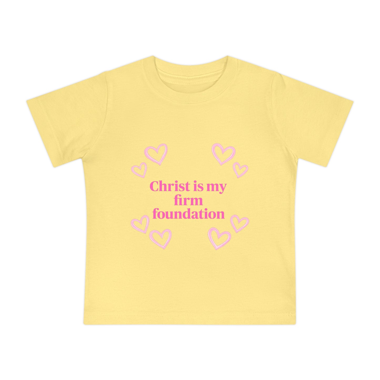 Christian Baby T-Shirt - "Christ is my firm foundation" Heart Design (I Know Jesus Loves Me)