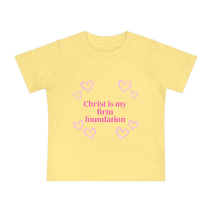 Christian Baby T-Shirt - "Christ is my firm foundation" Heart Design (I Know Jesus Loves Me)