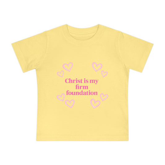 Christian Baby T-Shirt - "Christ is my firm foundation" Heart Design (I Know Jesus Loves Me)
