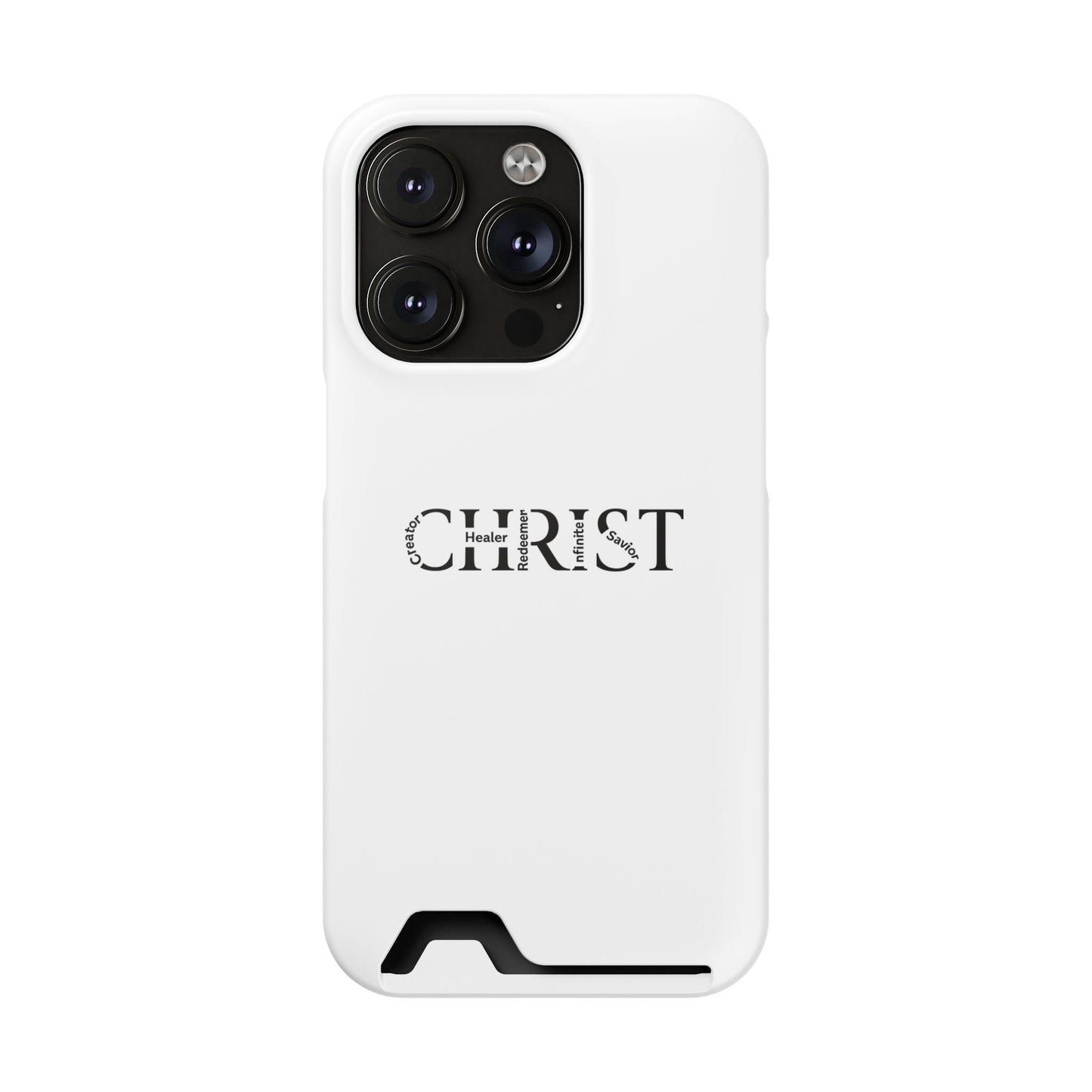Christian Phone Card Case — Minimal 'CHRIST' Text Wallet Phone Case