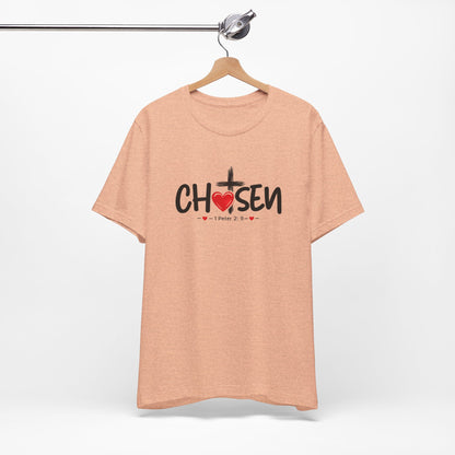 Chosen Cross Heart T-Shirt — Christian Faith Tee (1 Peter 2)