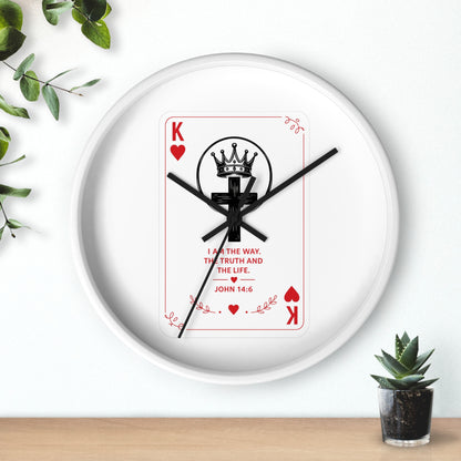 King of Hearts Christian Wall Clock — John 14:6 Playing Card Design